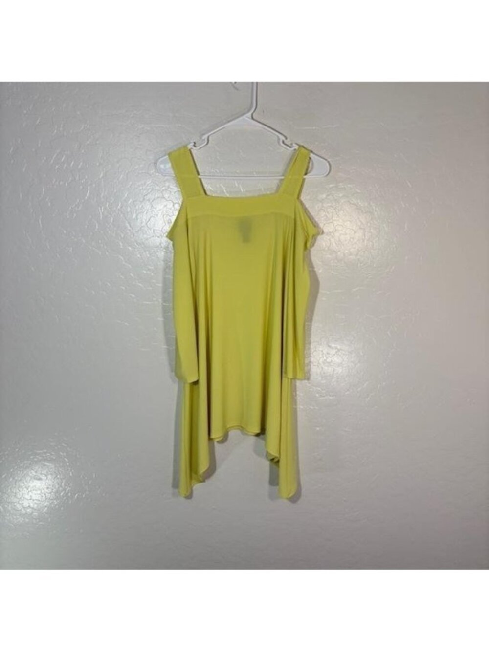 Clara Sunwoo Tunic Womens Small Yellow Cold Shoulder Asymmetrical Hem Made USA